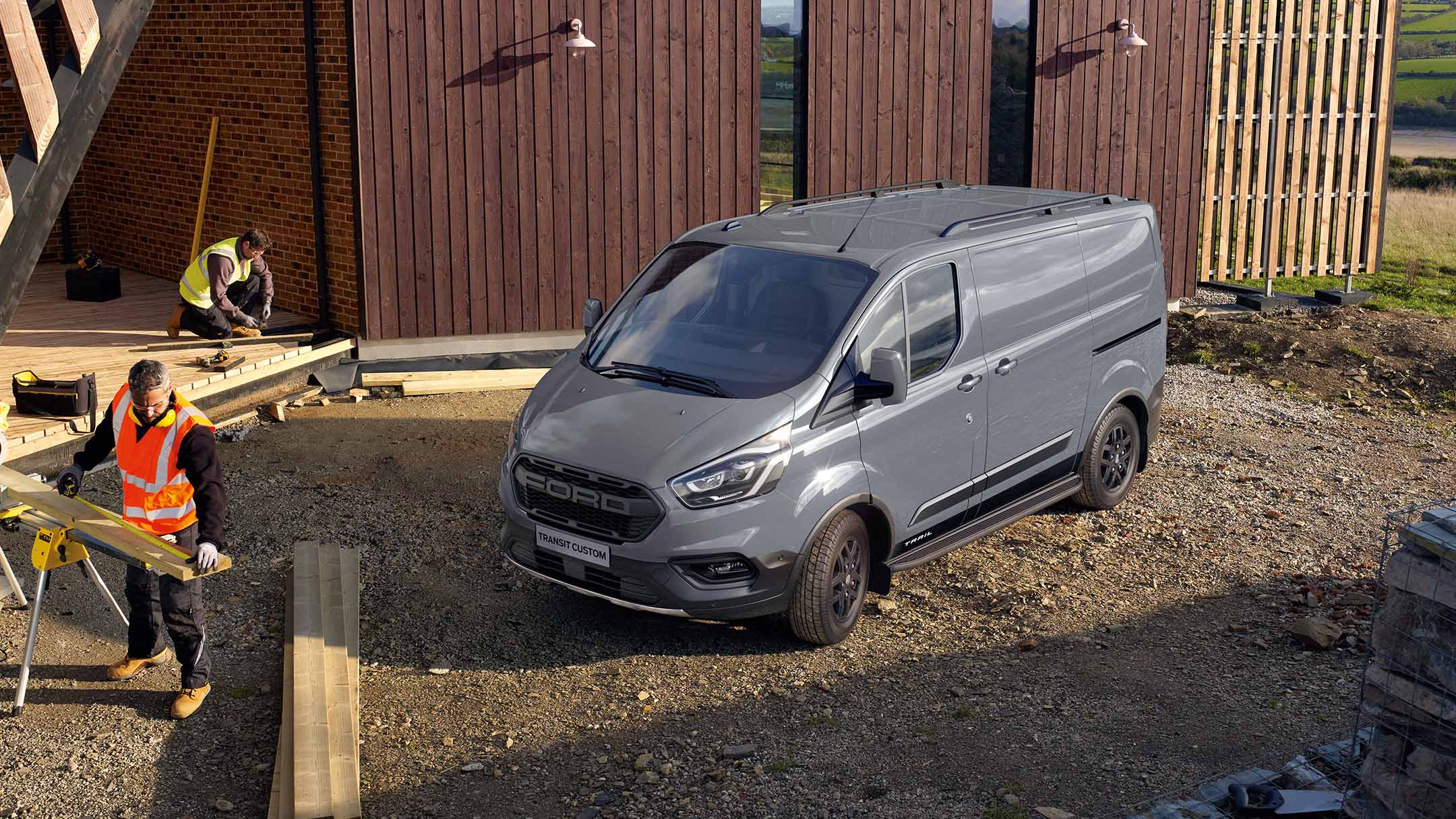 Ford Tourneo Custom parked on construction site