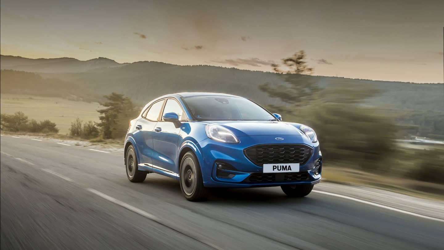 Ford Puma in Blue in the mountains