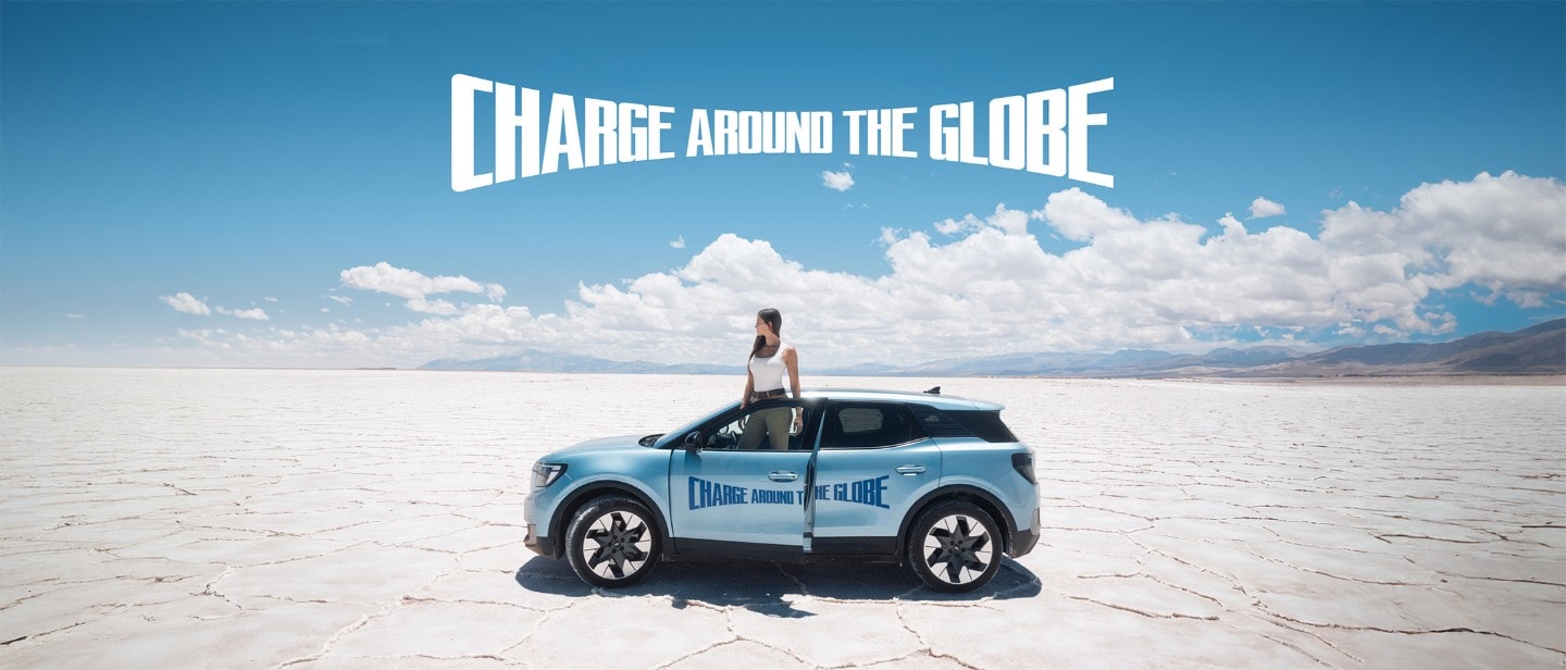 Lexie Alford, (AKA Lexie Limitless), stood with the New Ford Electric Explorer in a desert