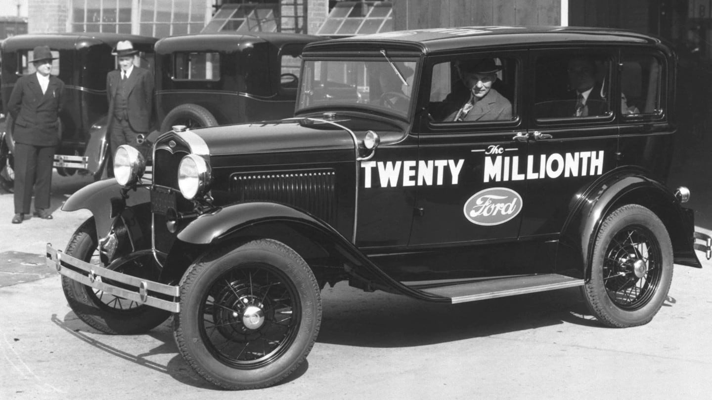 early ford vehicle side view in black