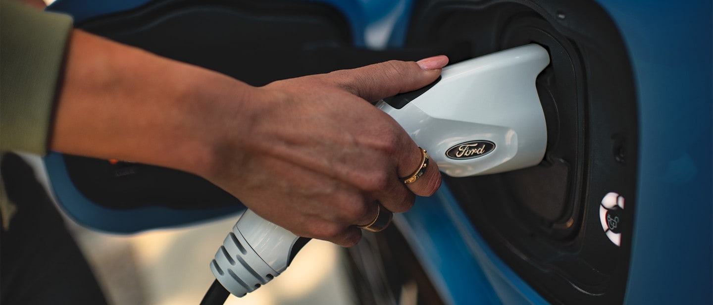 Close up on charging Ford vehicle