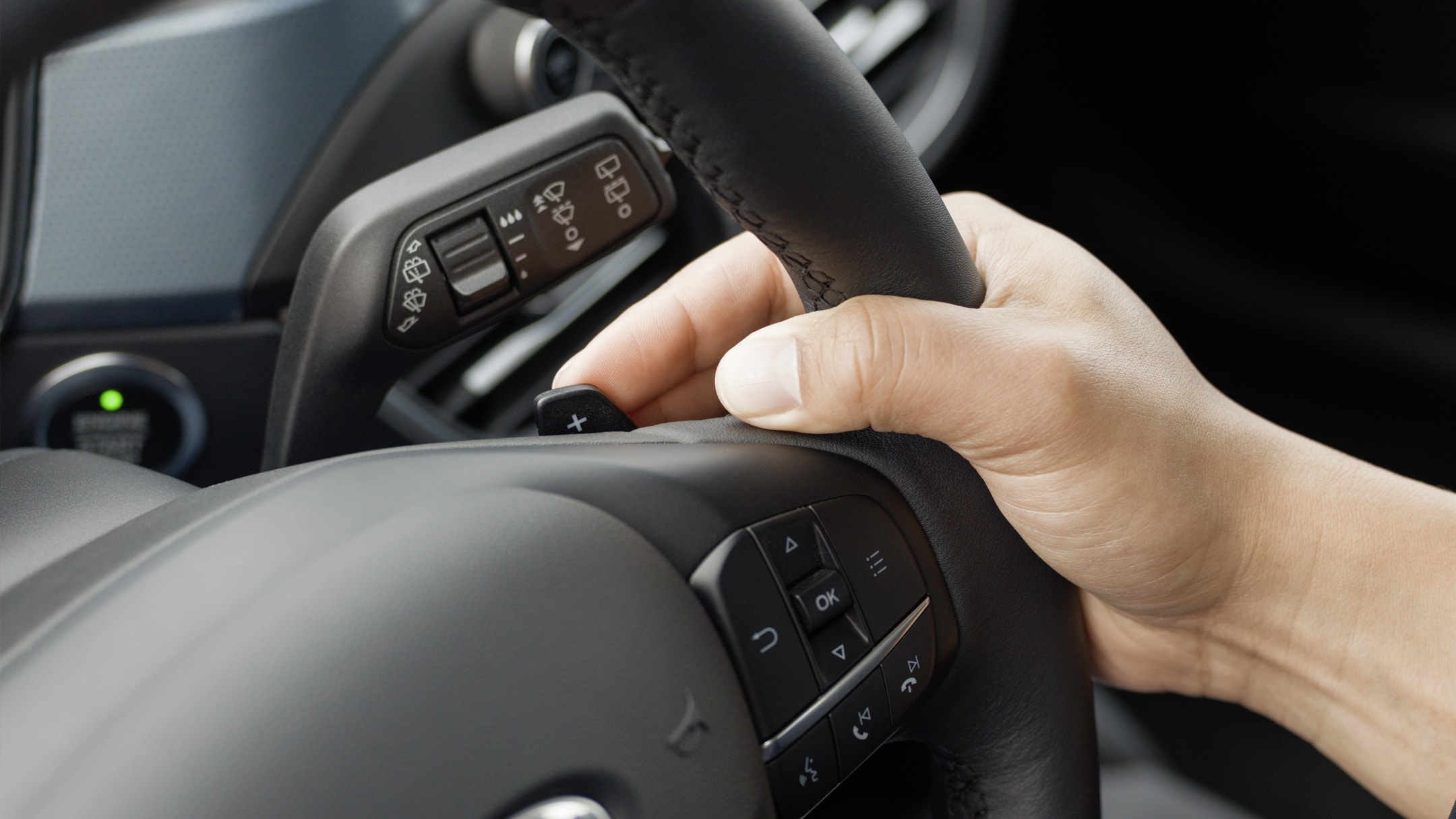 Ford Focus ST paddle shifters close up