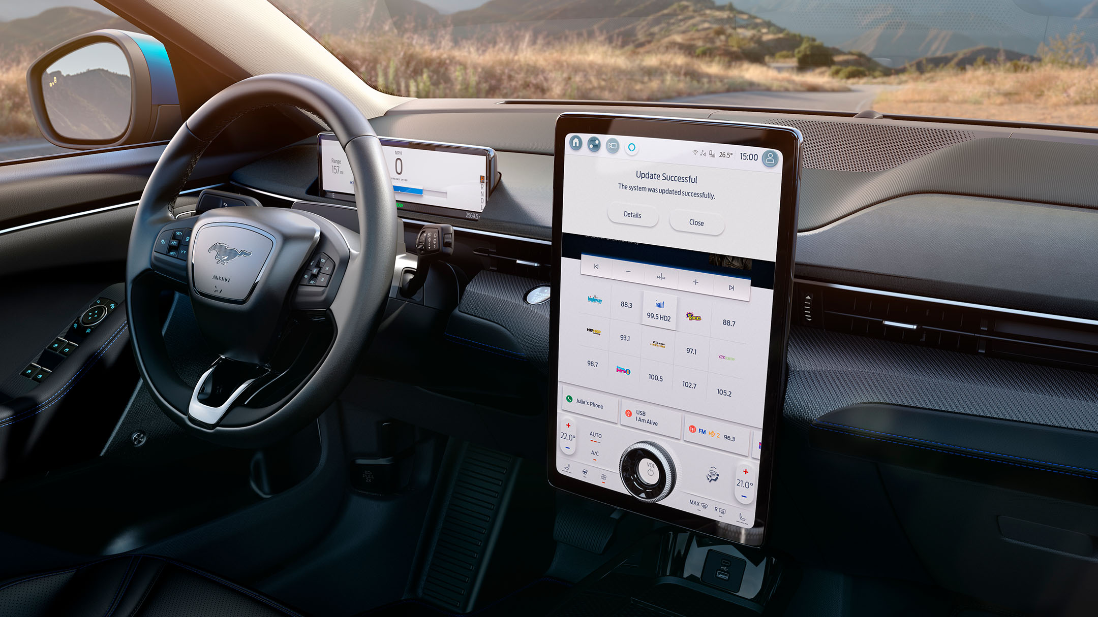 Ecrã SYNC e volante do Ford Mustang Mach-E SUV elétrico