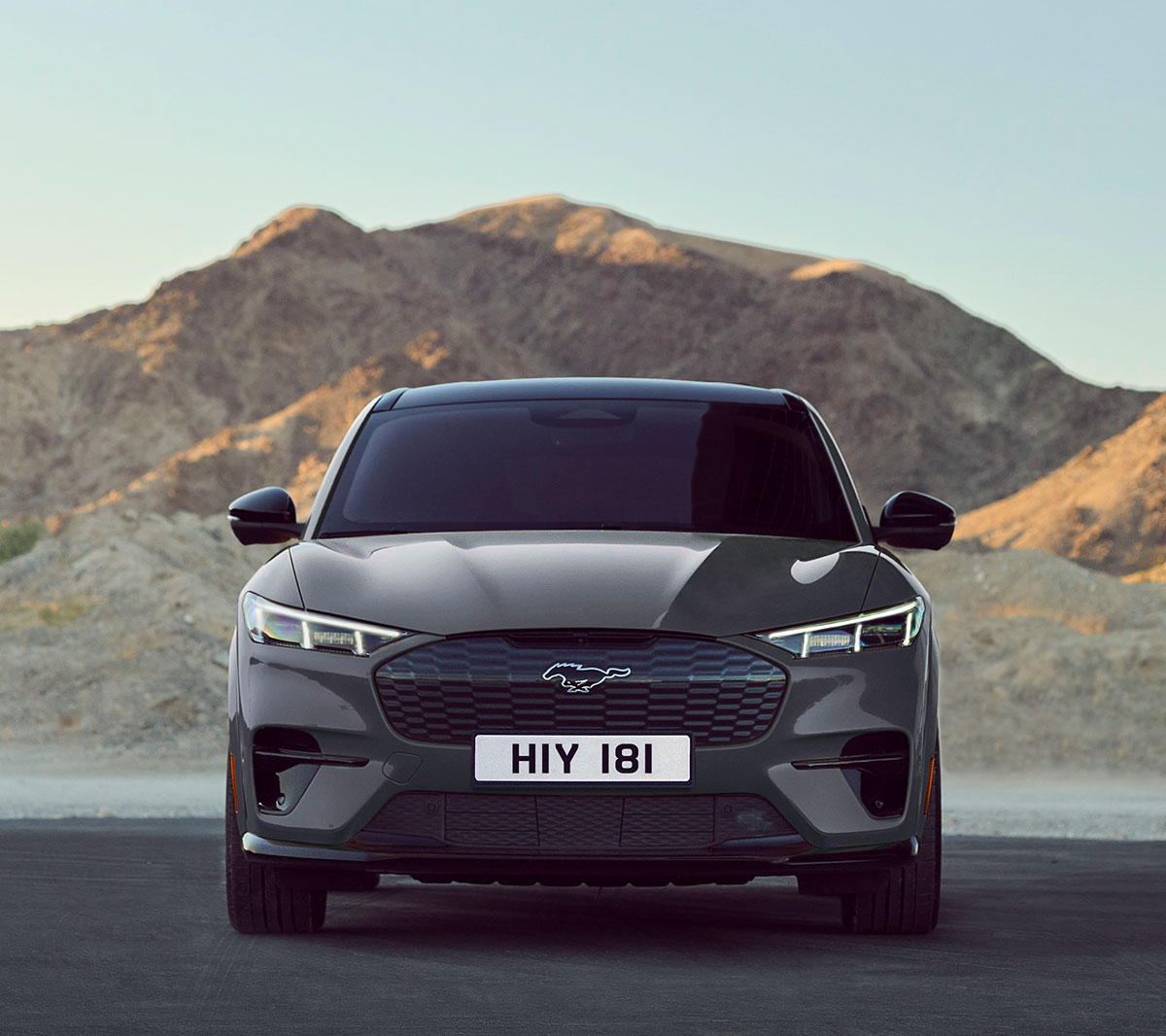 New Ford Mustang Mach-E GT with a mountain background