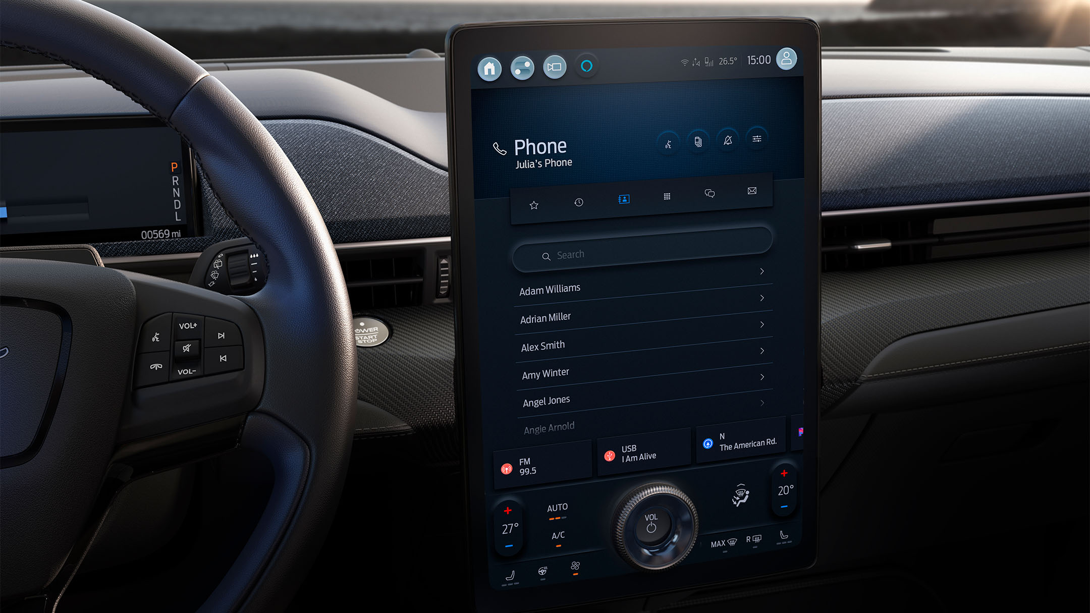 Sistema de conectividade do Ford Mustang Mach-E SUV elétrico