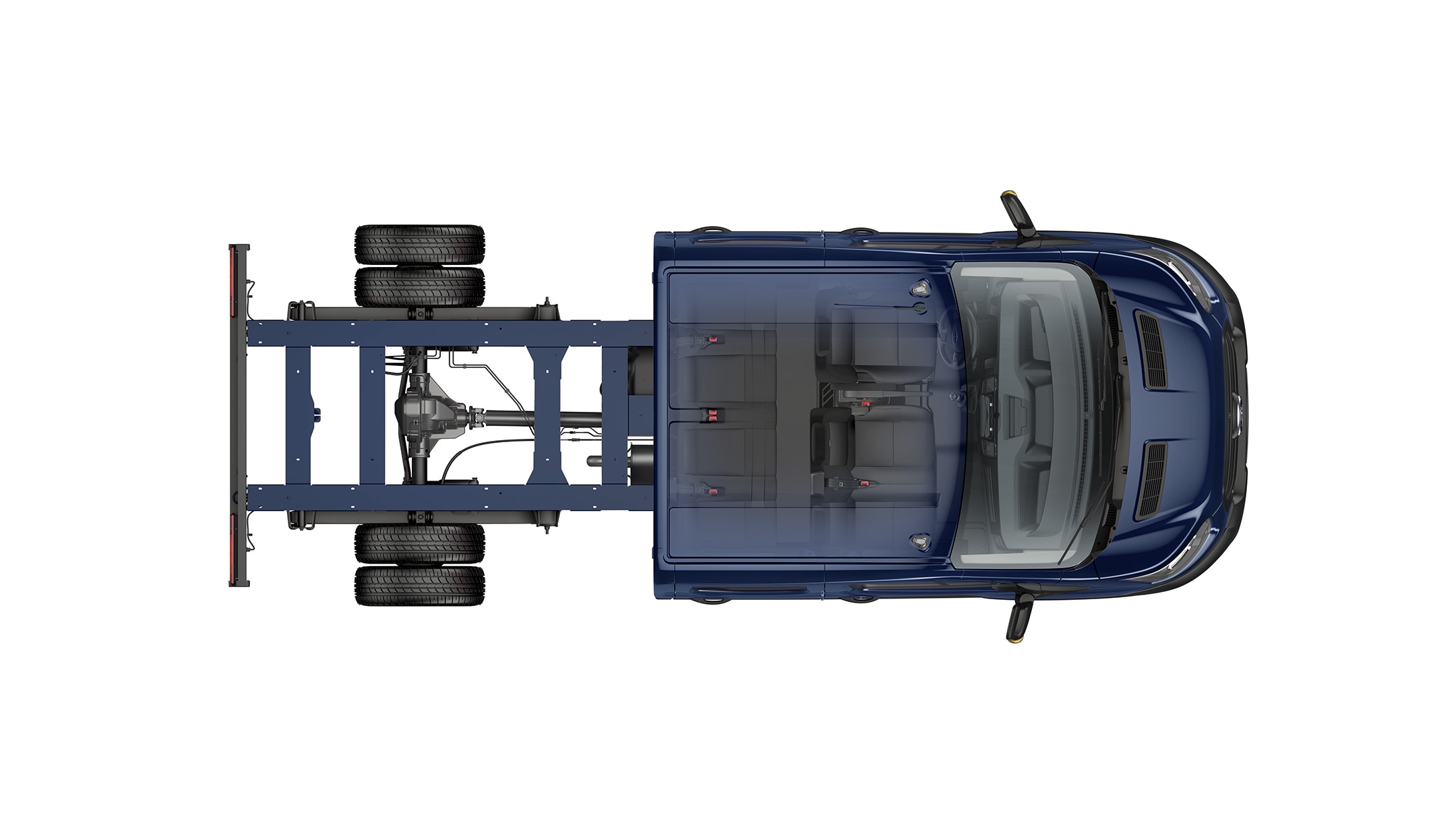 Visão da disposição dos bancos e espaço geral do Ford Transit Chassis Cabina