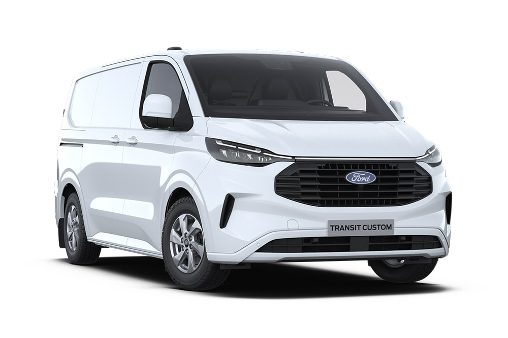 Furgão Ford Transit Custom branco.