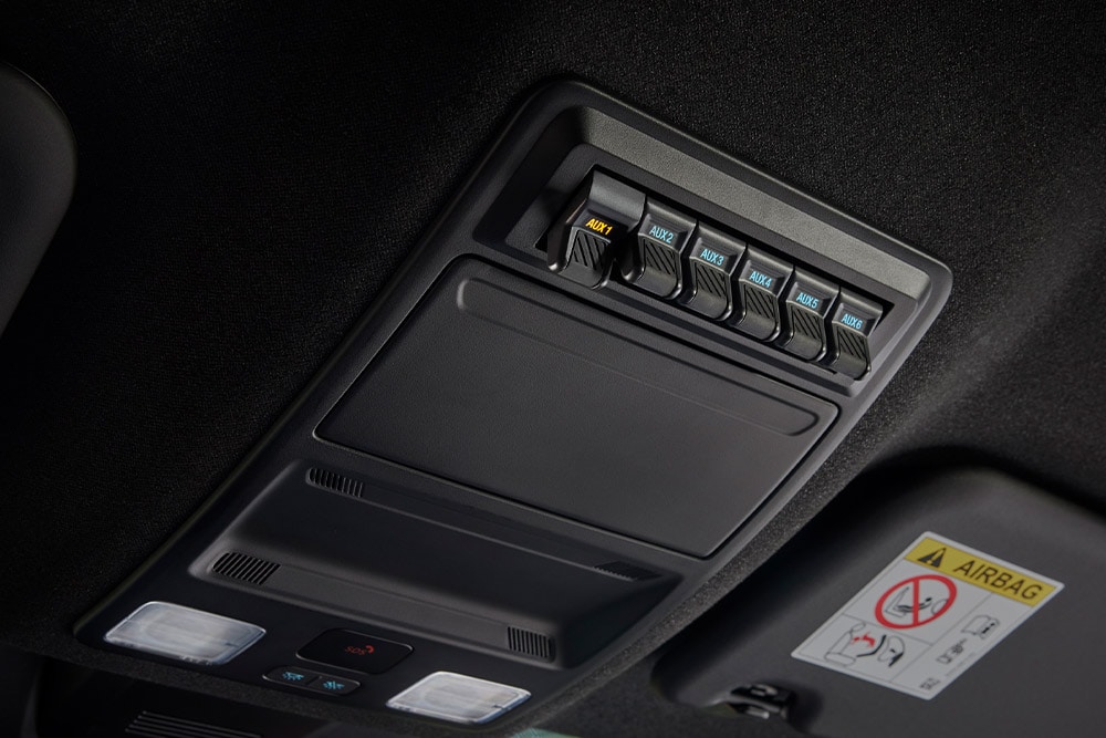 Grande plano de mãos a ligar cabos à tomada elétrica na plataforma da Ford Ranger.