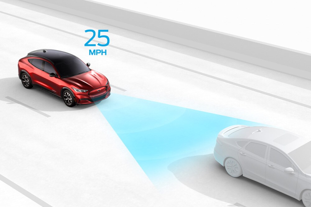 Gráfico que ilustra a Assistência à velocidade inteligente num veículo Ford.