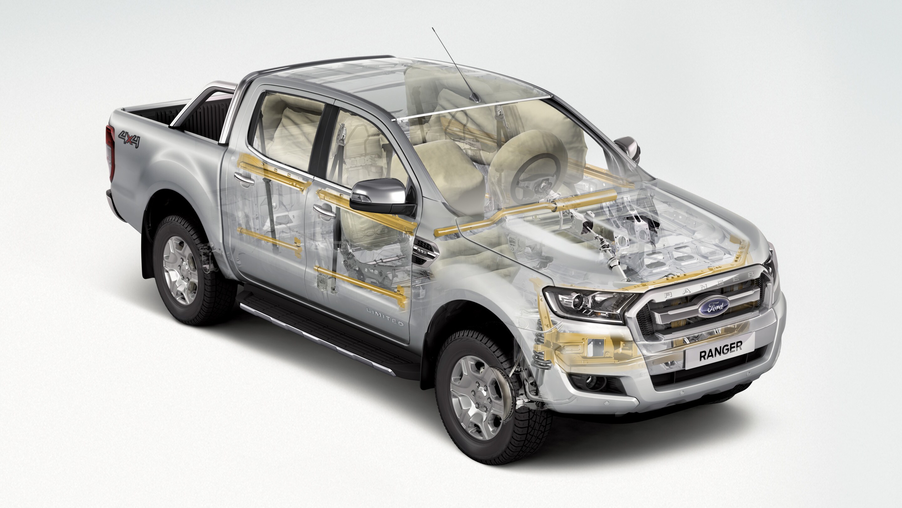 Ford Ranger Raptor with inflated airbags