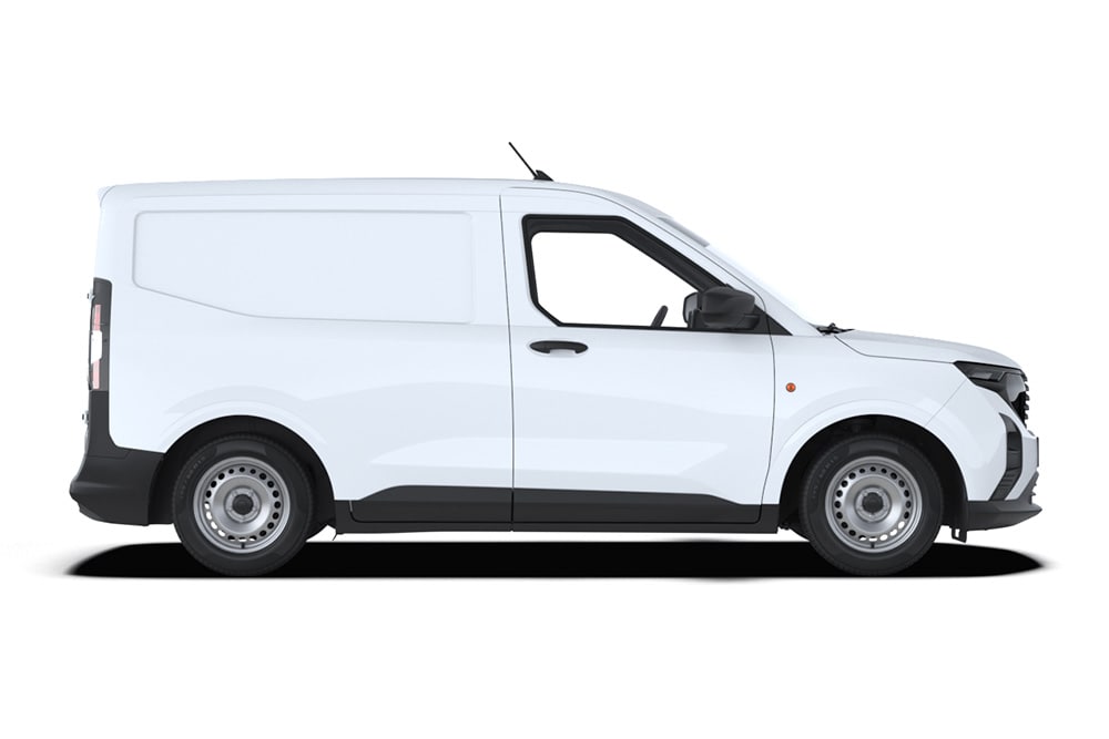 Vista lateral branca Ford Transit Courier Van