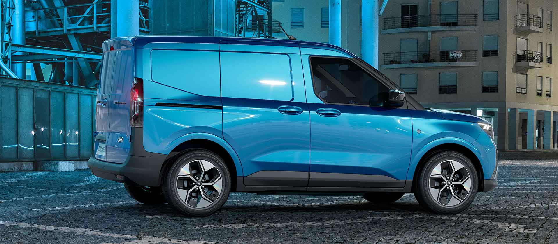Ford E-Transit Courier Cinzento Lado Direito
