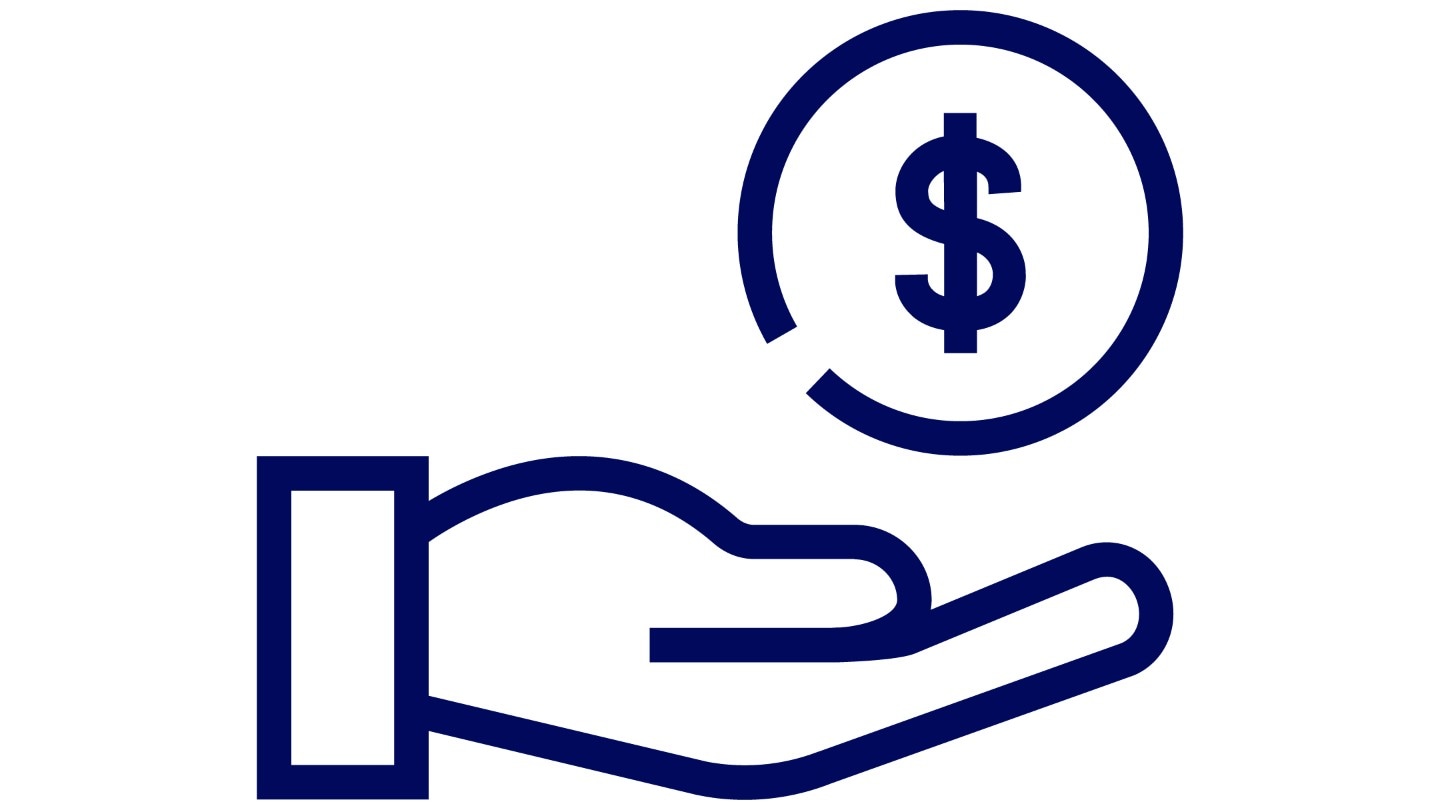 Icon of a hand holding a dollar sign, labelled "VALUE”