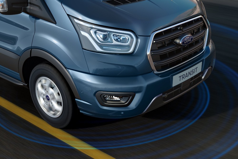 Ford Fiesta Van back view with traffic sign