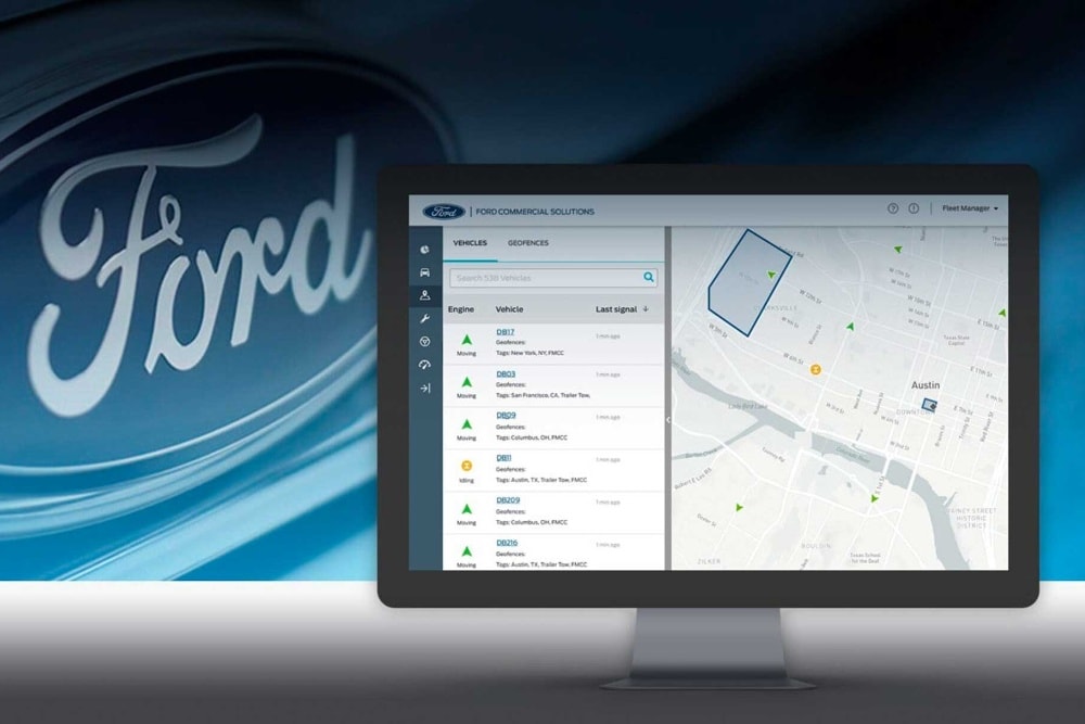computer screen with Ford Commercial Solution