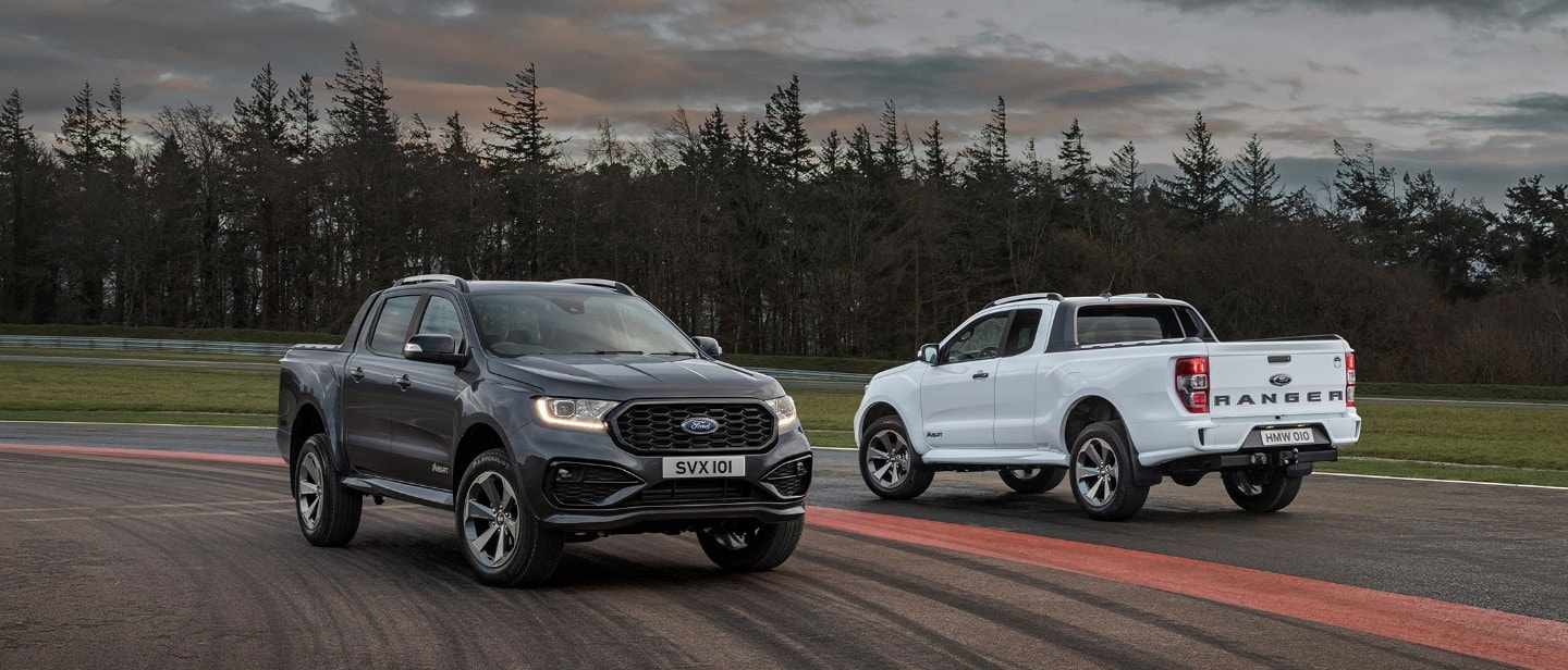 Two Ford Ranger MS-RT passing each other on the road